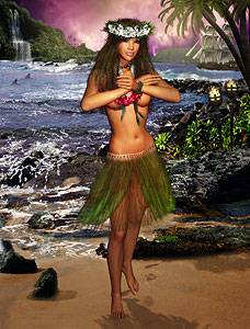 Hawaiian Hula Dancer on the Beach